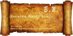 Beretka Mahália névjegykártya